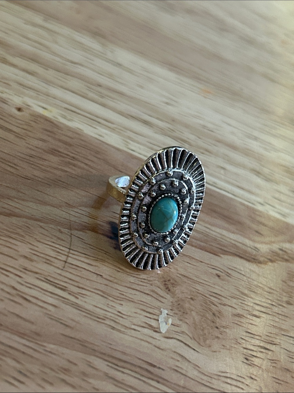 Turquoise Oval Boho Statement Ring - Unbranded